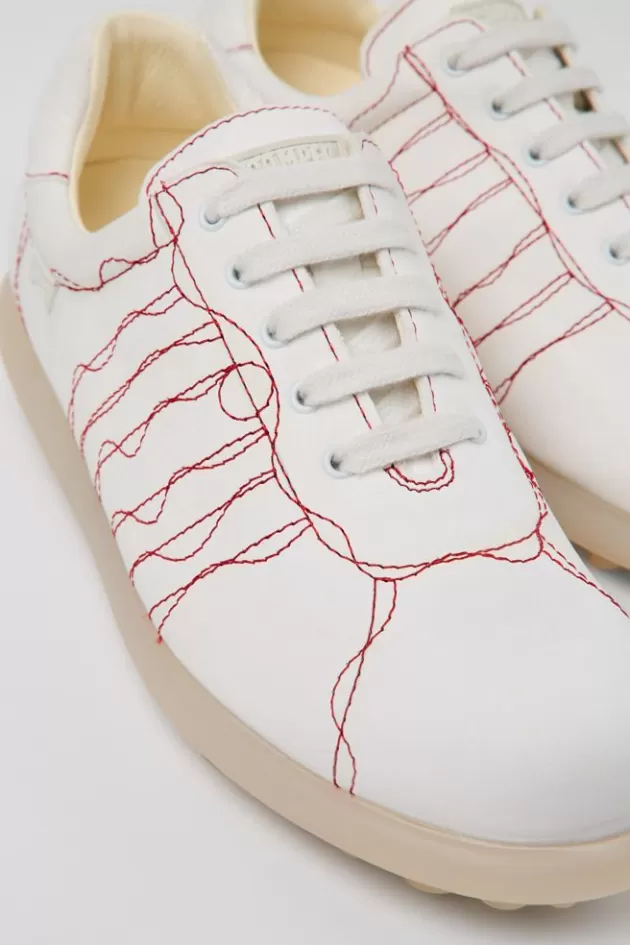 Cheap Camper Witte Leren Schoen Voor Dames