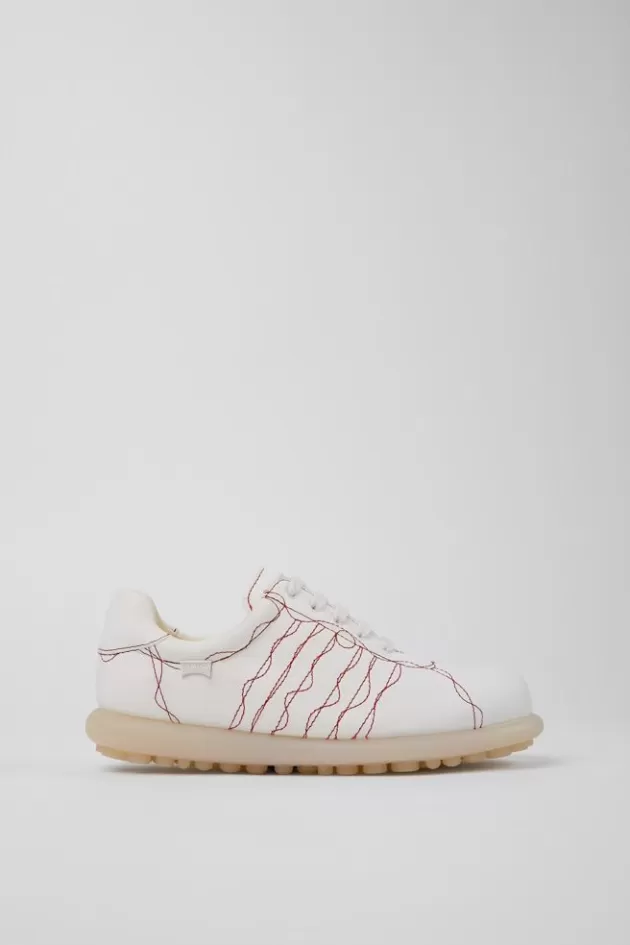 Cheap Camper Witte Leren Schoen Voor Dames