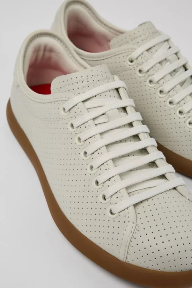 Best Sale Camper Witte Leren Sneaker Voor Dames