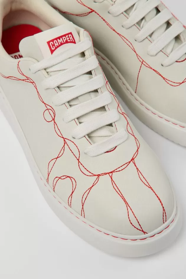Cheap Camper Witte Leren Sneaker Voor Dames