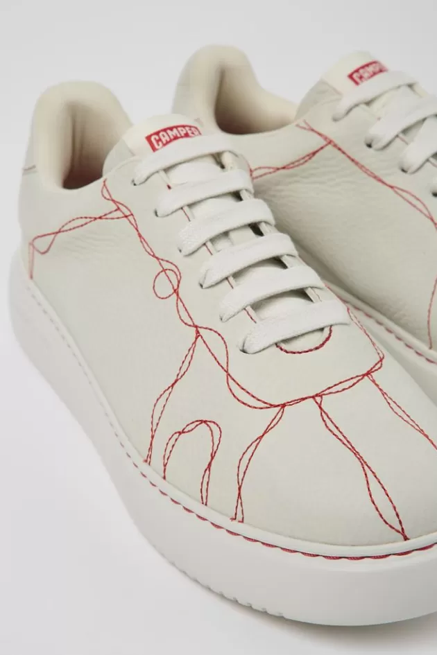 Clearance Camper Witte Leren Sneaker Voor Heren