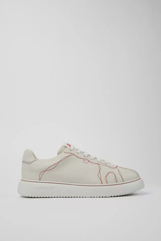 Clearance Camper Witte Leren Sneaker Voor Heren