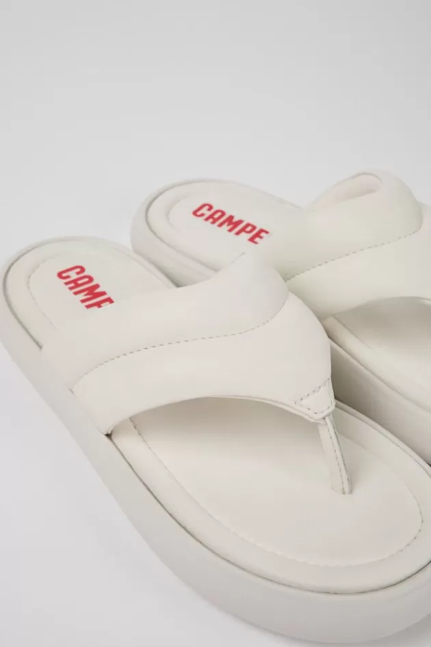 Cheap Camper Witte Leren Teenslipper Voor Dames