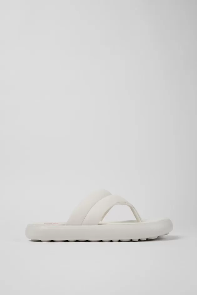 Cheap Camper Witte Leren Teenslipper Voor Dames