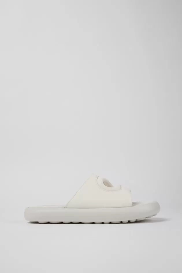 Online Camper Witte Slipper Van Leer/Textiel Voor Dames
