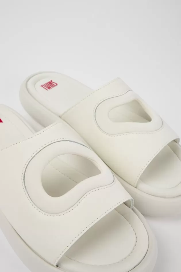 Clearance Camper Witte Slipper Van Leer/Textiel Voor Heren