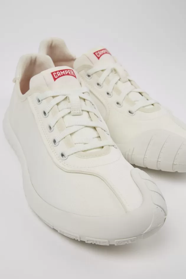 Discount Camper Witte Stoffen Damessneakers