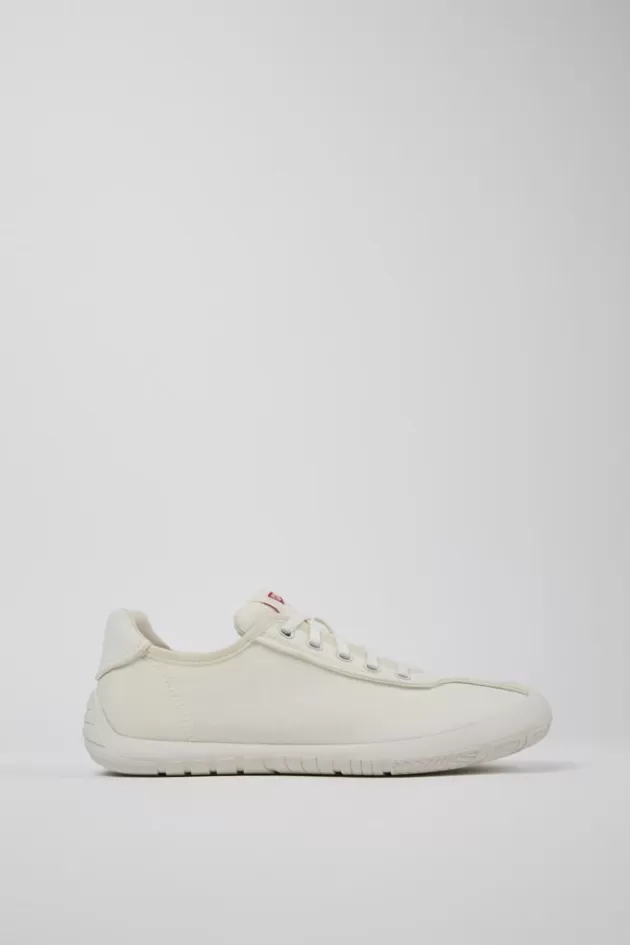 Discount Camper Witte Stoffen Damessneakers