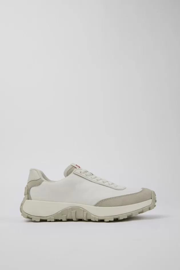 Clearance Camper Witte Stoffen En Nubuck Damessneakers