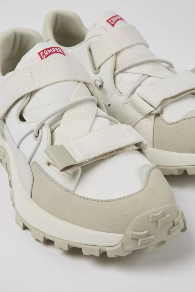 Online Camper Witte Stoffen En Nubuck Herensneakers