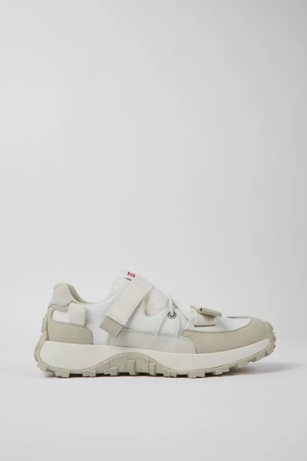 Online Camper Witte Stoffen En Nubuck Herensneakers