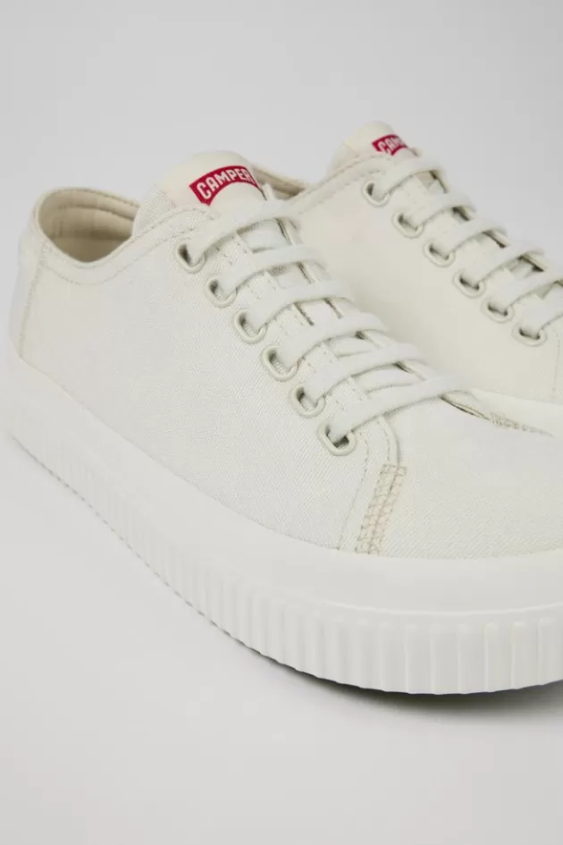 Clearance Camper Witte Textiel Basketbalschoen Voor Heren