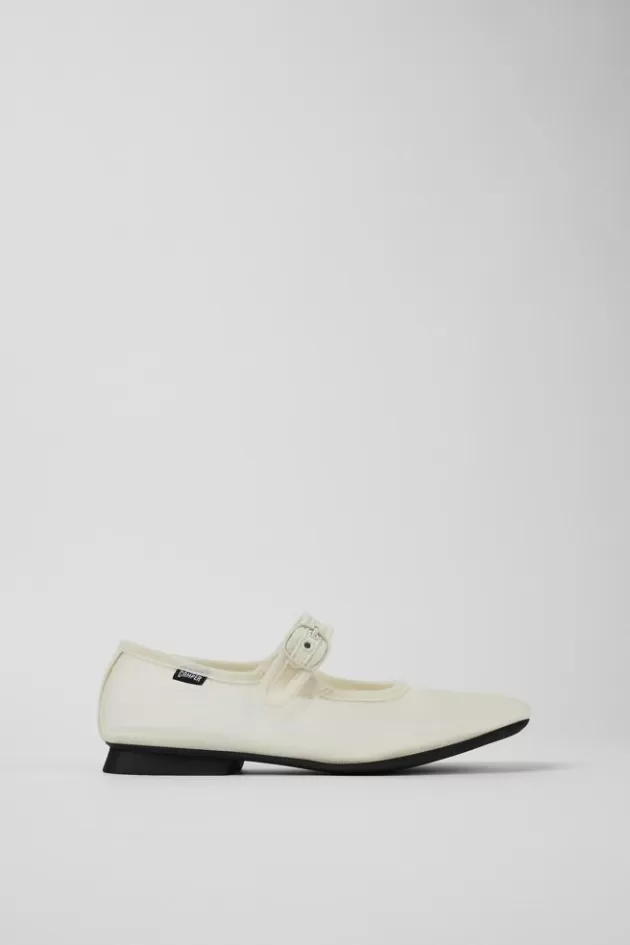 Hot Camper Witte Textiel Mary Jane-Schoen Voor Dames