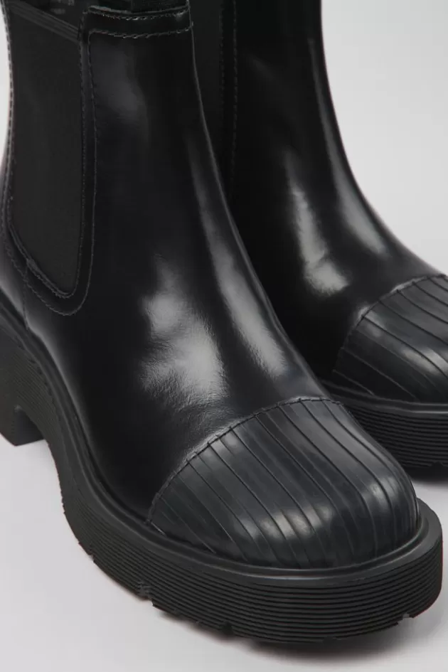 Clearance Camper Zwarte Leren Chelseaboots Voor Dames