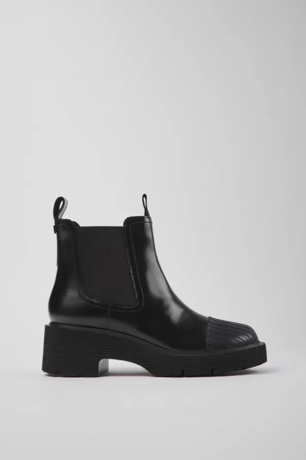 Clearance Camper Zwarte Leren Chelseaboots Voor Dames