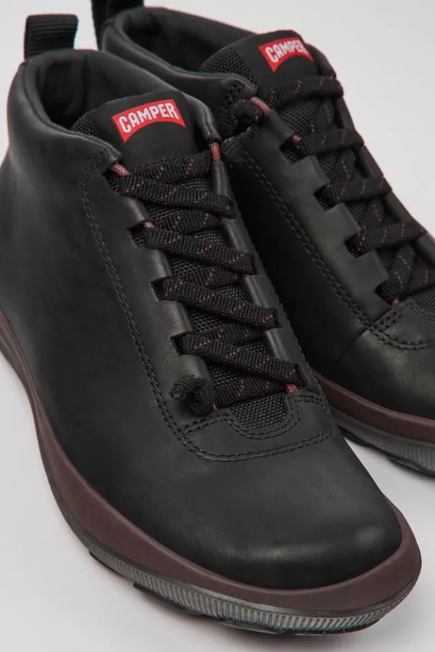 Fashion Camper Zwarte Leren Damessneakers