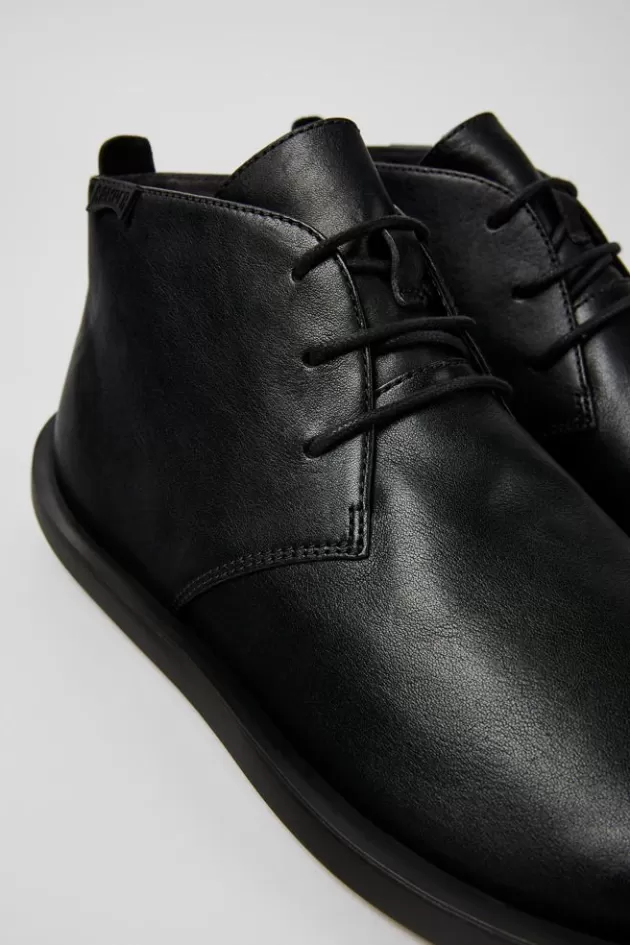 Clearance Camper Zwarte Leren Desert Boot Voor Heren