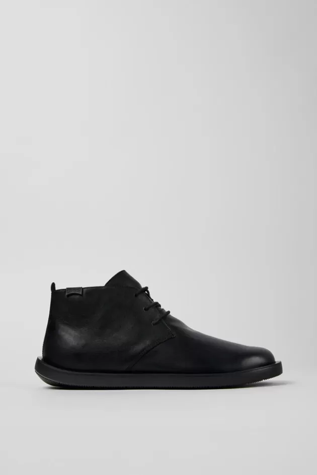 Clearance Camper Zwarte Leren Desert Boot Voor Heren
