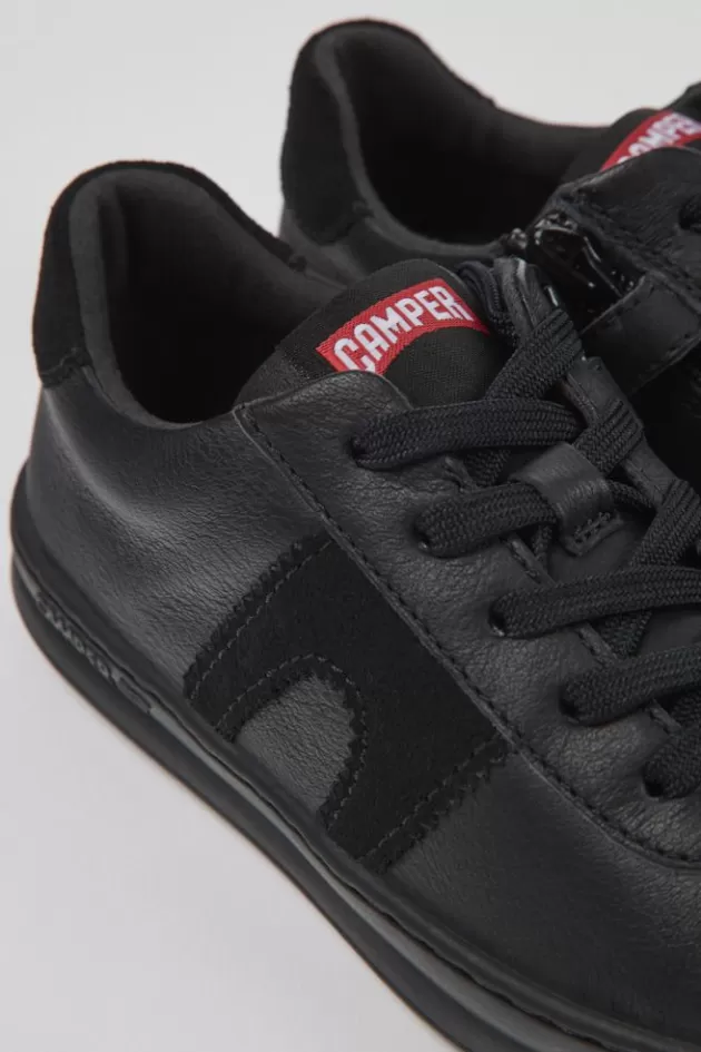 Outlet Camper Zwarte Leren En Nubuck Kindersneakers