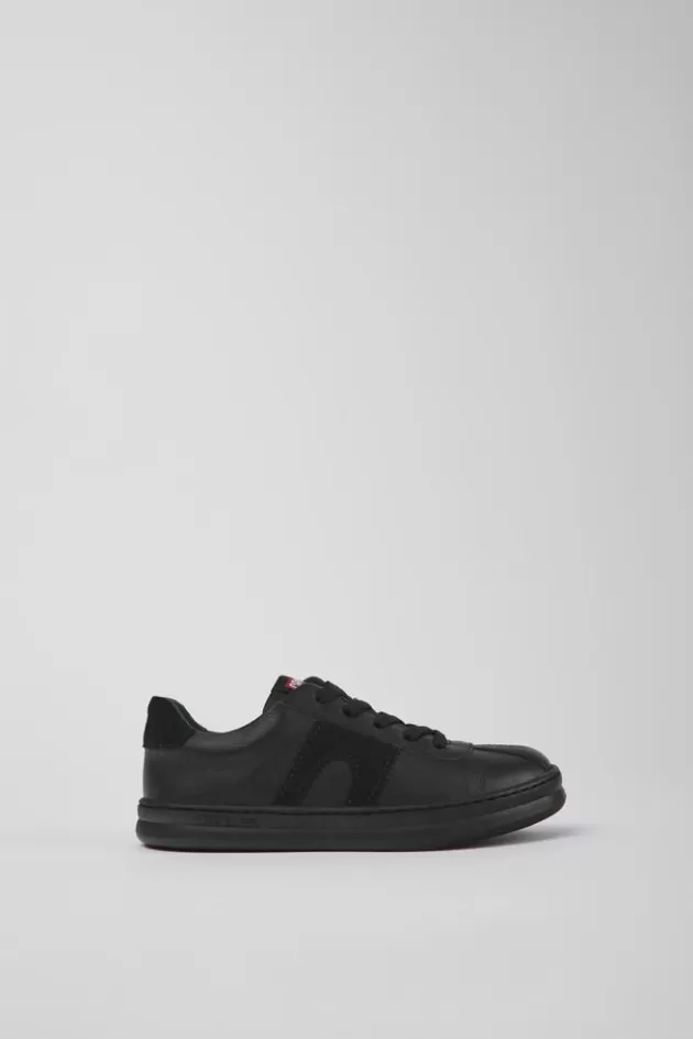 Outlet Camper Zwarte Leren En Nubuck Kindersneakers