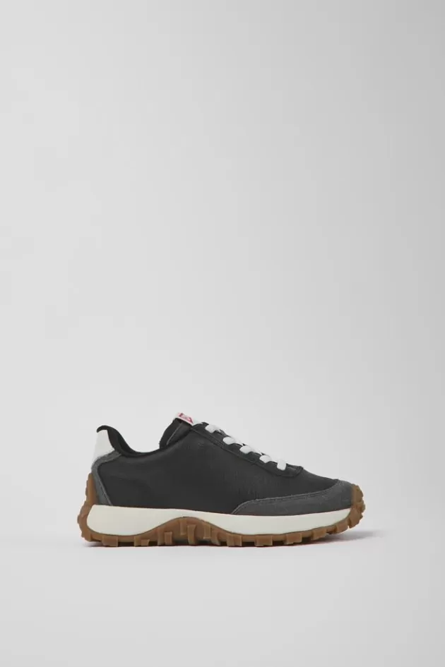 New Camper Zwarte Leren En Nubuck Kindersneakers