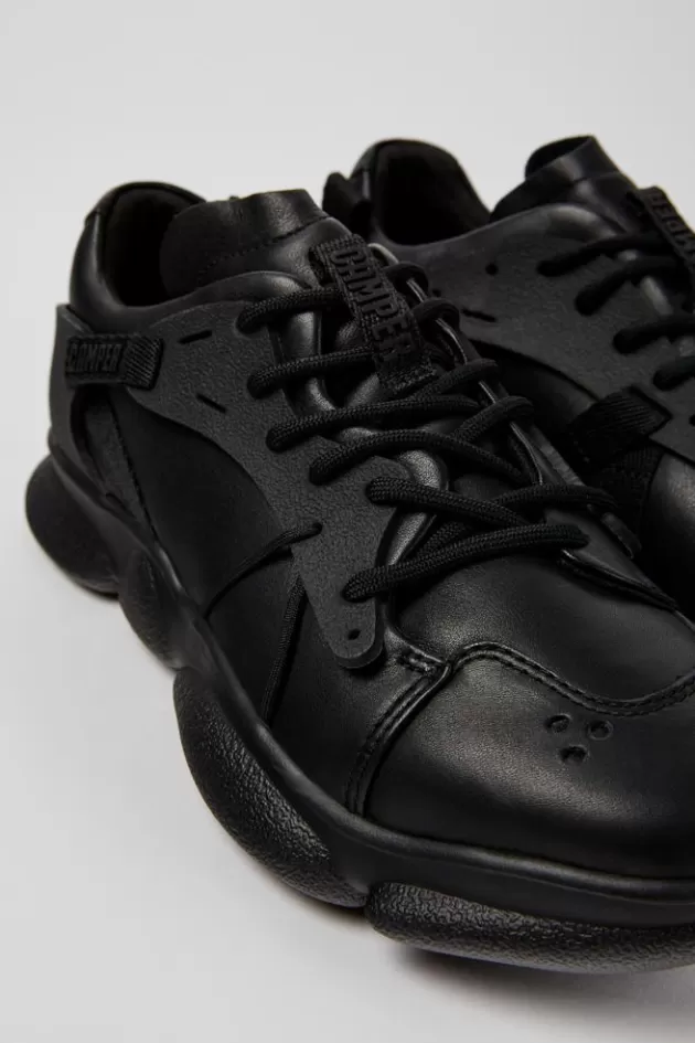 Flash Sale Camper Zwarte Leren En Stoffen Damessneakers