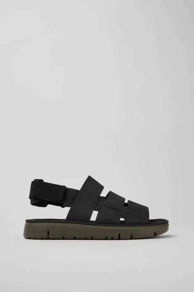 Shop Camper Zwarte Leren En Stoffen Herensandalen