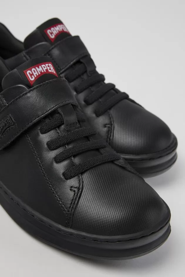 Cheap Camper Zwarte Leren En Stoffen Kindersneakers