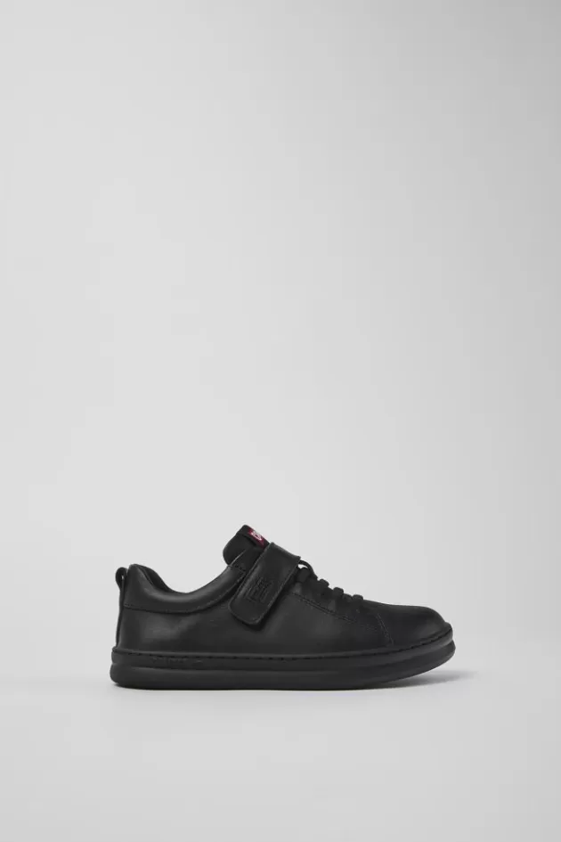 Cheap Camper Zwarte Leren En Stoffen Kindersneakers