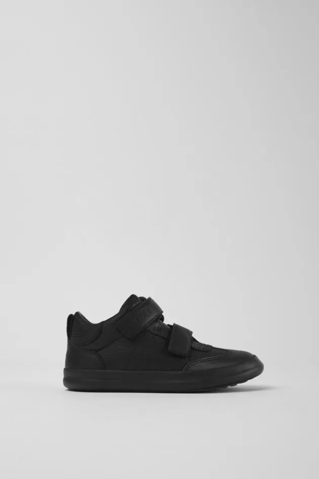 Outlet Camper Zwarte Leren En Stoffen Kindersneakers