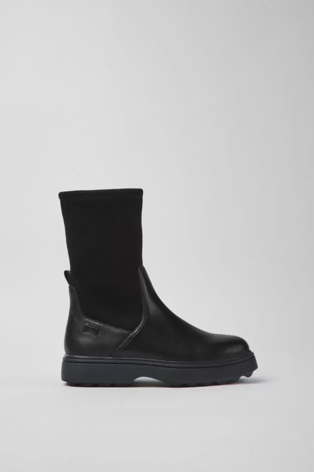 Store Camper Zwarte Leren En Tencel® Lyocell Kinderlaarzen