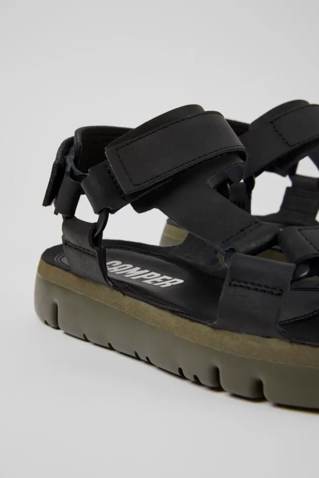 Fashion Camper Zwarte Leren Herensandalen