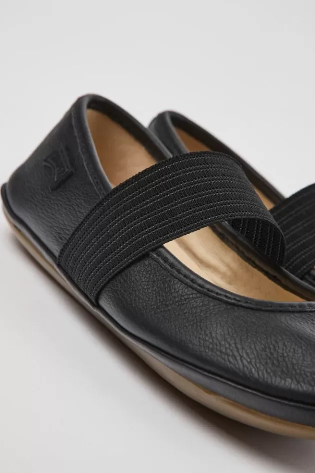 Fashion Camper Zwarte Leren Kinderballerina'S