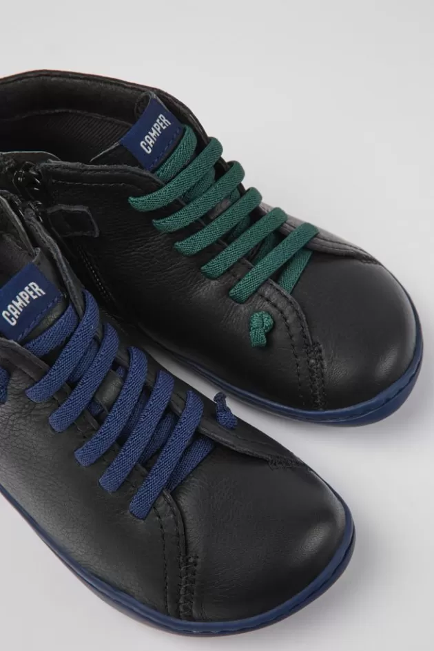 Hot Camper Zwarte Leren Kinder-Enkelboots