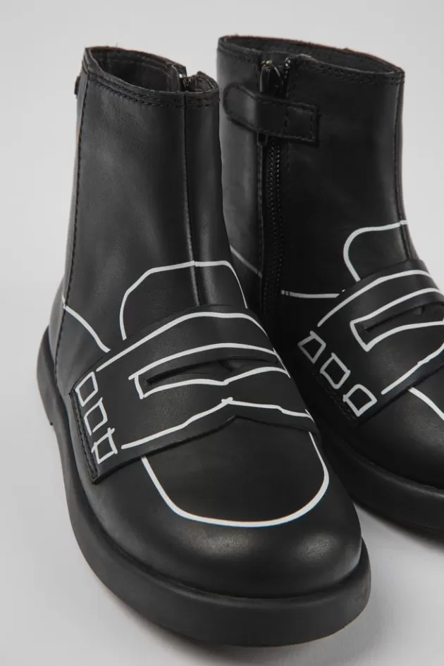 Sale Camper Zwarte Leren Kinder-Enkelboots