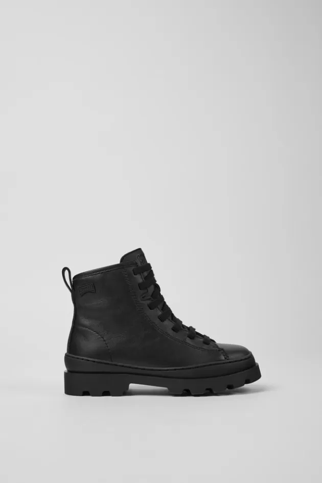 Hot Camper Zwarte Leren Kinder-Enkelboots