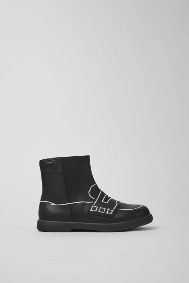 Sale Camper Zwarte Leren Kinder-Enkelboots