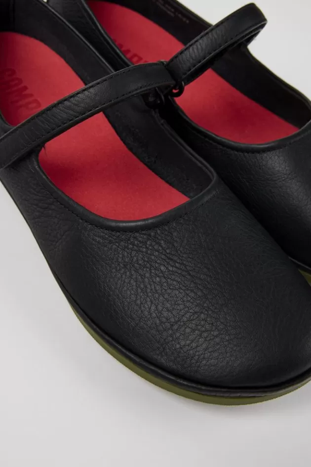 Hot Camper Zwarte Leren Mary Jane-Schoen Voor Dames