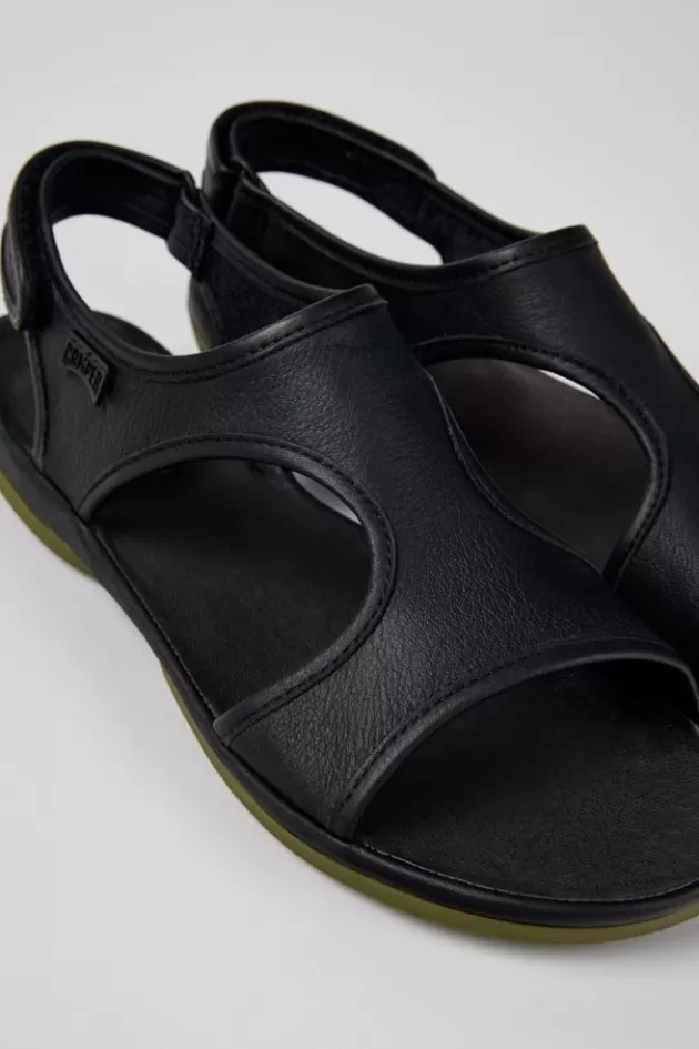 Sale Camper Zwarte Leren Sandaal Voor Dames