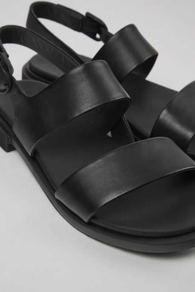 Discount Camper Zwarte Leren Sandaal Voor Dames