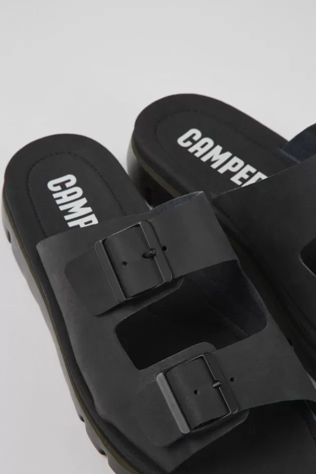 New Camper Zwarte Leren Slipper Voor Heren