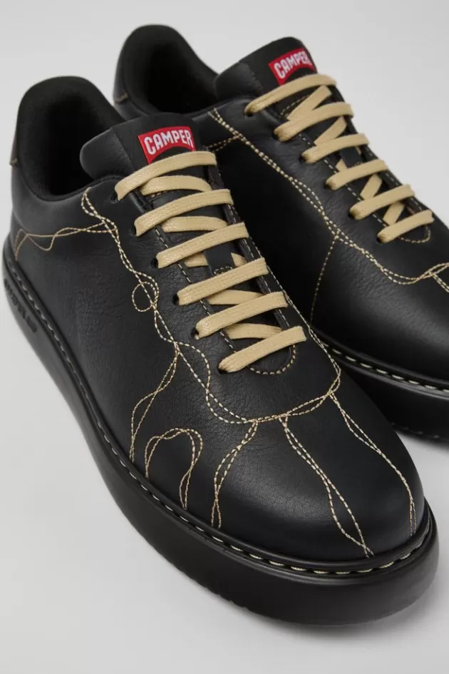 Discount Camper Zwarte Leren Sneaker Voor Dames
