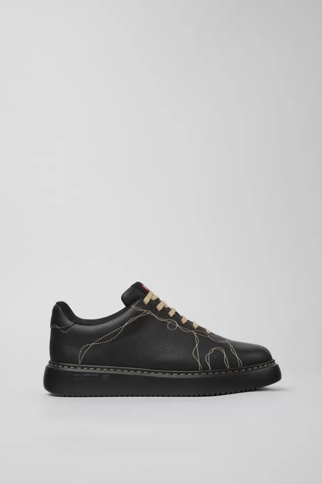 Discount Camper Zwarte Leren Sneaker Voor Dames