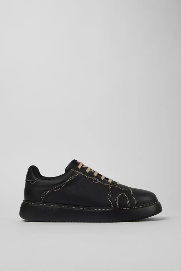 Cheap Camper Zwarte Leren Sneaker Voor Heren