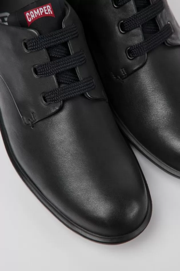 Hot Camper Zwarte Leren Veterschoenen