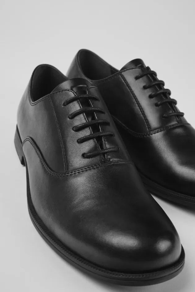 Best Sale Camper Zwarte Leren Veterschoenen Voor Dames