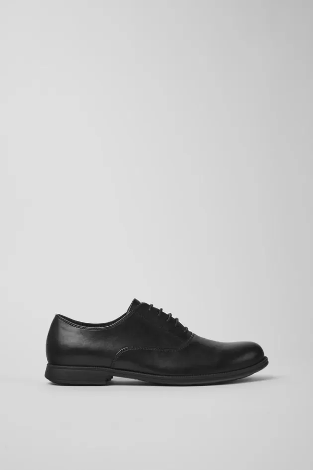 Best Sale Camper Zwarte Leren Veterschoenen Voor Dames