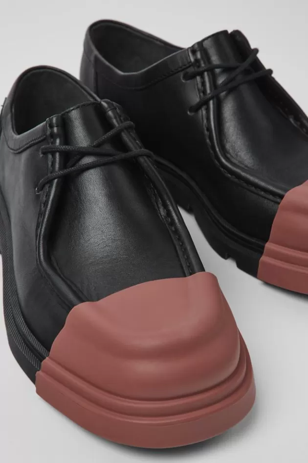 Online Camper Zwarte Leren Wallabee-Schoen Voor Dames