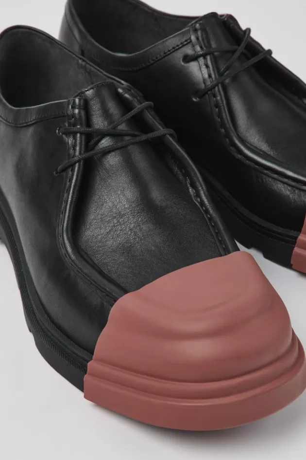 Online Camper Zwarte Leren Wallabee-Schoen Voor Heren