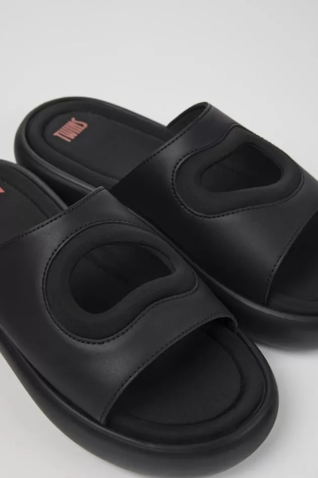 Outlet Camper Zwarte Slipper Van Leer/Textiel Voor Heren